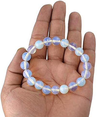 Aleafa Armlet Presents Natural Opalite Bracelet Crystal Stone 10 Mm Round Bead Bracelet for Reiki and Crystal Stones (Color : Light Blue) #Aport-4611