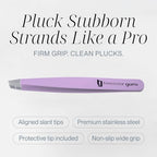 Tweezer Guru Tweezers for Women Facial Hair & Men – Precision Slant-Pointed Eyebrow Tweezer for Ingrown Hair, Blackhead & Splinter Removal (Purple)