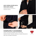 Inspired Comforts Women's Mastectomy Recovery Full Sleeves Front Open Zip Up Shirt with Drain Pockets