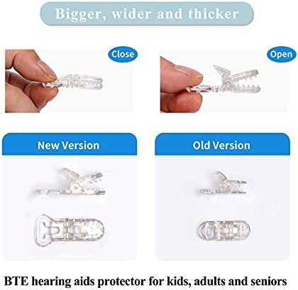 Hearing Aid Clip for Seniors Adults - Anti-Lost Lanyard Protector BTE Clip Holder Rope with Loops and Clip and Security Clip（Black）