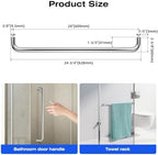 Ranbo Glass Shower Door Towel Bar 24 Inch Stainless Steel Sliding Shower Door Handle Replacement with Polished Chrome Finish for Commercial and Residential Glass Doors
