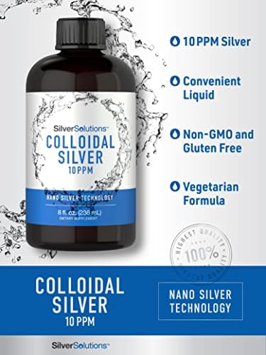 Carlyle Colloidal Silver | 10 PPM | 8 oz (236 mL) | Nano Silver Technology Solutions | Vegetarian, Non-GMO, & Gluten Free Supplement