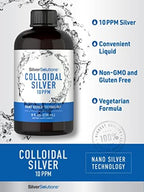 Carlyle Colloidal Silver | 10 PPM | 8 oz (236 mL) | Nano Silver Technology Solutions | Vegetarian, Non-GMO, & Gluten Free Supplement