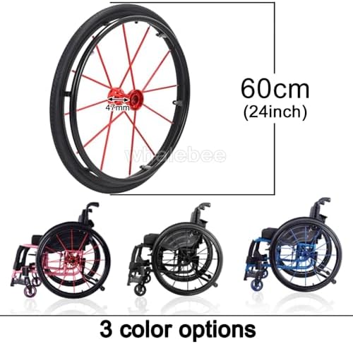 Pneumatic Rubber Tires - 2 Pcs 24" Replacement Wheelchair Rear Wheels with Quick Release Aluminum Hub, Bearing, and Axle 1/2