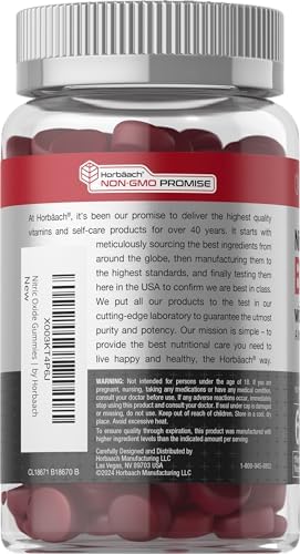 Horbäach Nitric Oxide Beet Root Gummies | 60 Chews| with Nitrates, Vitamin C & Black Pepper | for Men & Women | Strawberry Flavor | Vegan, Non-GMO, Gluten Free Supplement