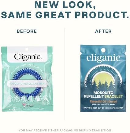 Cliganic 25 Pack Mosquito Repellent Bracelets for Adults & Kids - Natural DEET-Free Bands, Individually Wrapped