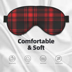 Black and red Plaid Sleep Mask for Women Men, Soft and Comfortable Eye Mask with Adjustable Strap for Travel Yoga Nap Sleeping