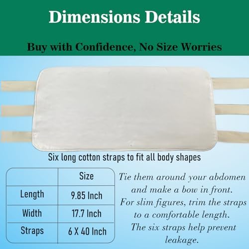 Castor Oil Pack Wrap Organic Cotton for Liver Detox, Stomach, Belly, Reusable Castor Oil Compress and Pack Kit with with Six Adjustable Straps