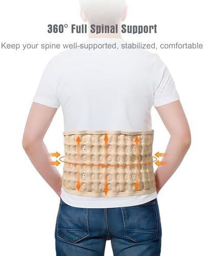 Decompression Back Belt for Lower Back Pain Relief and Lumbar Support, Spinal Decompression Belt for Woman and Men, One Size Fits 29-49 inches Waist, Decompression Back Brace for Sciatica (Beige)