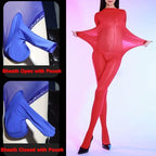 LESOYA Plus Size Shiny Bodystocking for Women Men Ultrathin Long Sleeve Bodysuit Catsuit Full Body Stocking