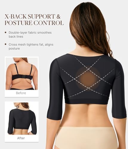 BRABIC Upper Arm Shaper for Women Fajas Post Surgery Compression Sleeves Front Closure Bra Arm Lipo Shapewear Tops