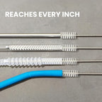 Juvale Straw Cleaner Brush - 12 In, Silver & White, 4-Pack - Stainless Steel Straw Cleaner Brush for Water Bottles & Pipes with Flexible Nylon Tip for Narrow Openings