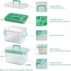 HEY FOLY 15qt Clear Medicine Organizer Storage Box with Tray, Plastic First Aid Box Empty, Thickened Medicine Container Chest, Multipurpose Medical Case with Labels, Medicine Caddy with Lids Handles