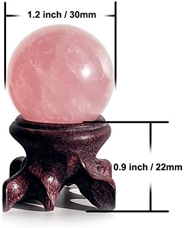 Polar Jade Rose Quartz Crystal Ball – 1.2" Pink Crystal Sphere for Meditation, Feng Shui, Chakra Healing, Divination, and Home Décor