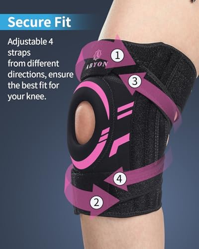 ABYON Knee Brace for Men & Women – Plus Size Adjustable Knee Support for Knee Pain, Meniscus Tear, Arthritis, Acl, Mcl.Neoprene Patella Stability Wrap with Side Spring Stabilizers for Pain Relief & Injury Recovery – See How to Size Video Before Ordering