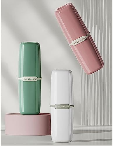 Green Toothbrush Travel Case, Portable Travel Toothbrush & Toothpaste Holder Cover Organizer Container with Mouthwash Cup for School, Camping, Business Trip, Bathroom Storage
