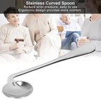 Self Feeding Curved Utensil Angled Spoon, Stainless Steel Curved Spoon, for Hand Tremors, Joint Pain or Elderly Use, Left Right Handed Grip Easy Offset Spoon(Right Hand)