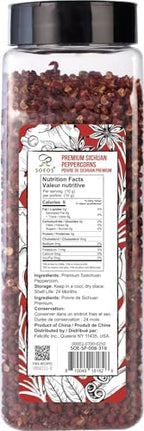 Soeos Sichuan Peppercorns, 8oz(227g), Authentic Szechuan Red Peppercorn, Numbing and Tingle Effect, Less Seeds, Strong Flavor, Essential for Mapo Tofu, Kung Pao Chicken and Asine Cusine