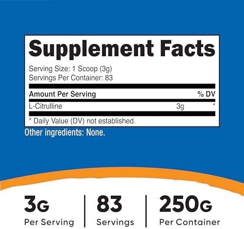 Nutricost Pure L-Citrulline (Base) Powder 250 Grams
