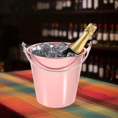 Garneck 100% Pure Copper Ice Bucket with Handle - Elegant Copper Container for Parties - Weddings and Home Bars for Chilling Wine Beer and Ice Stylish Metal Bucket