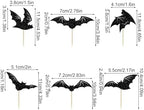 24Pcs Halloween Bat Cupcake Toppers Black Glitter Bat Cupcake Pick for Halloween Theme Baby Shower Kids Birthday Party Cake Decorations Supplies