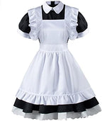 Wannsee Japanese Anime 6Pcs Lolita French Maid Apron Fancy Dress Cosplay Costume Gloves Headwear Socks set(Black S)