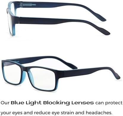 Readerest Blue Light Blocking Reading Glasses (Blue, 2.00 Magnification) Computer Eyeglasses With Thin Reflective Lens, Antiglare, Eye Strain, UV Protection, Stylish For Men And Women