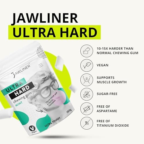 Jawliner Fitness Chewing Gum 15X Harder Jawline Gum Sugar Free Mint and Cinnamon Honey Jaw Gum Includes 12 Weeks Coaching - Jawline Exerciser for Mewing & Shaping the Jaw (4 Months Pack of 2 Flavor)