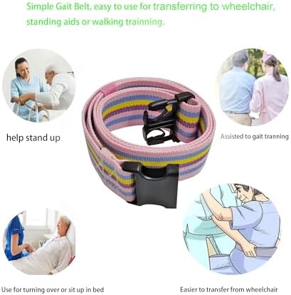 LAMBOX Walking Transfer Gait Belt 60 inch with Quick Release Buckle for Caregiver Therapist (Rainbow)