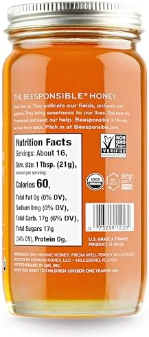 Bee Harmony Organic Raw Honey, 12 OZ (Pack of 2 Jars)