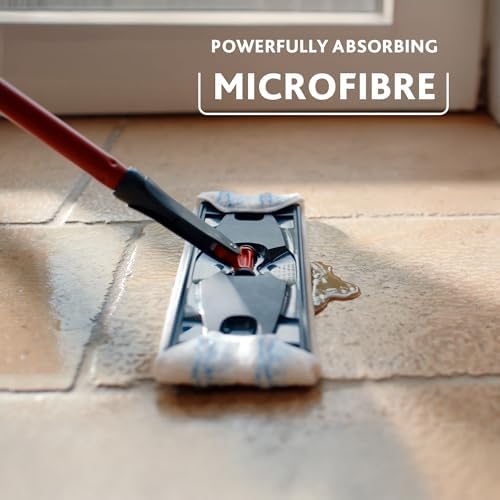 Vileda H2PrO Flat Mop Refill - Microfibre Power - Stubborn Dirt Removal - Easy Attachment to Frame - Machine Washable - Durable mop pad for All Hard Floors