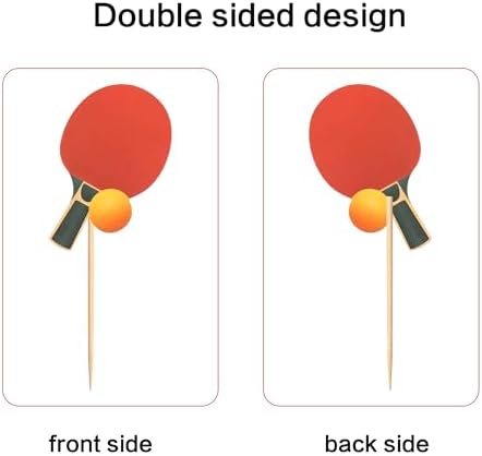 Ercadio 24 Pack Double Sided Table Tennis Cupcake Toppers Table Tennis Cupcake Picks Table Tennis Birthday Cake Decorations Baby Shower Table Tennis Sports Theme Party Cake Decorations, Red-2