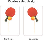 Ercadio 24 Pack Double Sided Table Tennis Cupcake Toppers Table Tennis Cupcake Picks Table Tennis Birthday Cake Decorations Baby Shower Table Tennis Sports Theme Party Cake Decorations, Red-2