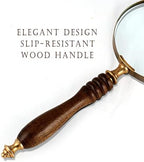10X Handheld Magnifying Glass Lens, Antique Brass Magnifier, Fine Print Reading, Inspection, Coin & Stamp, Astrologer, Science, Low Sight Elderly, with Wooden Handle, Collectible Décor Gift