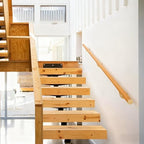 2 FT Handrails for indoor&outdoor stairs,deck,slope,Modern Aluminum Handrail Set, Wall-Mounted with Zinc-Alloy Brackets，Crafted from aluminum alloy (not solid wood) rust-free (Cherry Wood Grain, 2 FT)