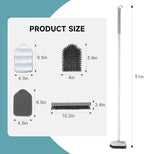 nacena Shower Scrubber with Long Handle, 4 in 1 Tile Tub Scrubber Brush with 3 Detachable Cleaning Heads and V-Shaped Grout Brush Shower Cleaner Brush for Bathroom Kitchen Toilet Tub Sink, Grey White
