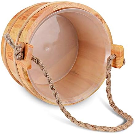 Sauna Bucket with Ladle Handmade Wooden Sauna Bucket Sauna Spa Accessory - 5 Liter (1.3 Gallon) Sauna Bucket with Felt Sauna Hat and Sauna Seat Pad