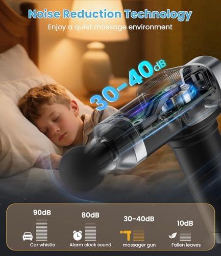 COOJOK® Massage Gun Deep Tissue, Handheld Electric Muscle Massager with 6 Massage Heads, 30 Speed Levels, Percussion Massager Gun for Pain Relief, Back Massager for Athletes Men Women
