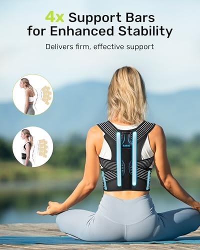 Posture Corrector for Women and Men, Upgraded Back Brace with Enhanced Support, Shoulder Straightener with Cushioned Shoulder Pads & Underarm Pain Relief Strap, Size M (Underbust: 35.4"-41")