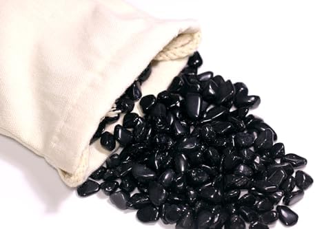 ZenQ 1 lb Black Obsidian Tumbled Stone Chips Crushed Natural Crystal Quartz Pieces
