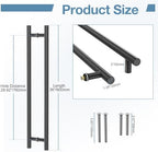 36 Inch Push Pull Door Handle, Double Sided Long Barn Door Pull Handle, Heavy Duty 304 Stainless Steel Commercial Door Handle for Wooden Glass Metal Home Office Doors (Round Shape Bar)