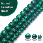 10mm Natural Stone Beads for Jewelry Making,Green Malachite Polished Smooth Round Gemstone Beads for Bracelet Necklace 15 Inch
