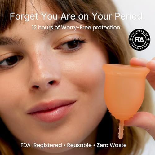 Lena Sensitive Menstrual Cup - Ultra Soft Medical-Grade Silicone Period Cups for Women, Beginner-Friendly, Reusable and Comfortable 12-Hour Leak-Free Protection & Feminine Care - Small, Clear