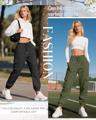 Neer 3 Pack Women's Cargo Sweatpants Joggers Pants Causal Gym Athletic Workout High Waist Bottom Y2k Fall Outfits with Pocket