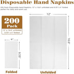 GINKGO 200 Pack Disposable Linen-Feel Guest Hand Towels, Thick & Absorbent Paper Hand Napkins, Cloth-Like Bathroom Towels for Everyday, Wedding, Party & Kitchen – White