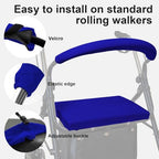 Rollator Walker Seat & Backrest Rollbar Covers Set - Adjustable Patterns, Navy Blue