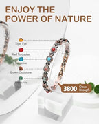 Feraco Pure Copper Bracelets for Women, Ultra Strength Magnetic Bracelet with 3800 Gauss Magnets & Natural Turquoise & Stones, Adjustable, Jewelry Gift