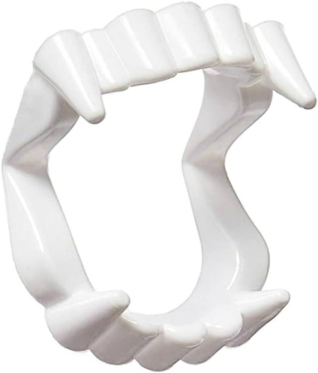 Dzrige Halloween Plastic Vampire Teeth Demon Fangs Devil Dentures Cosplay Props Halloween Vampire Costume Accessory, White