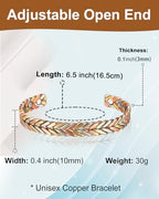 EnerCoppeX Copper Magnetic Bracelet for Women - Detox Jewelry with 3500 Gauss Magnet, Adjustable Cuff Bangle (J)