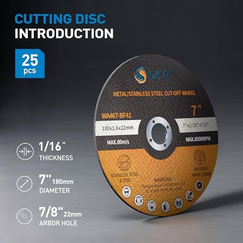 S SATC 7" Cutting Wheel 25 PCS Metal Cutting Blade 7 x 1/16 x 7/8 inch Cutting Disc Die Grinder Disc Fits Angle Grinder Air Tool